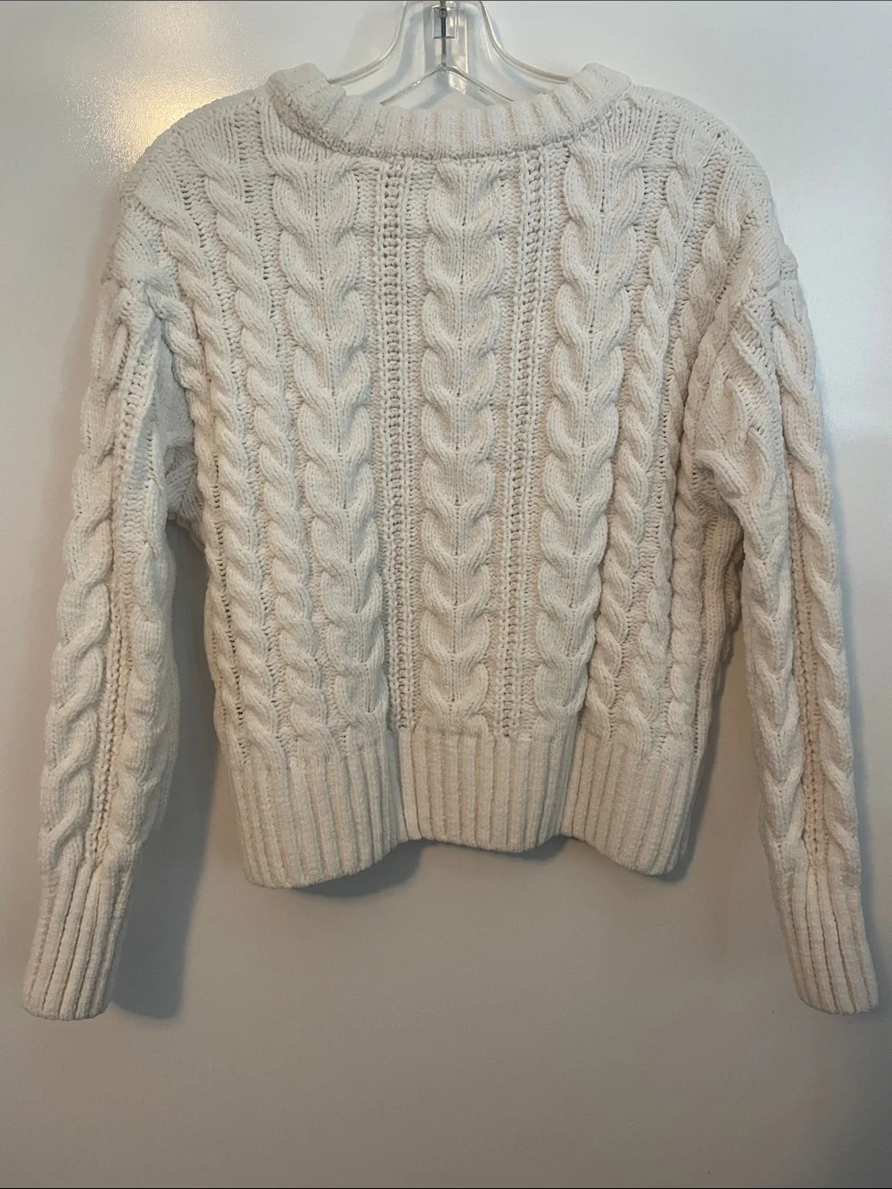 SO Cable Knit Sweater Off White Semi Cropped Size XS